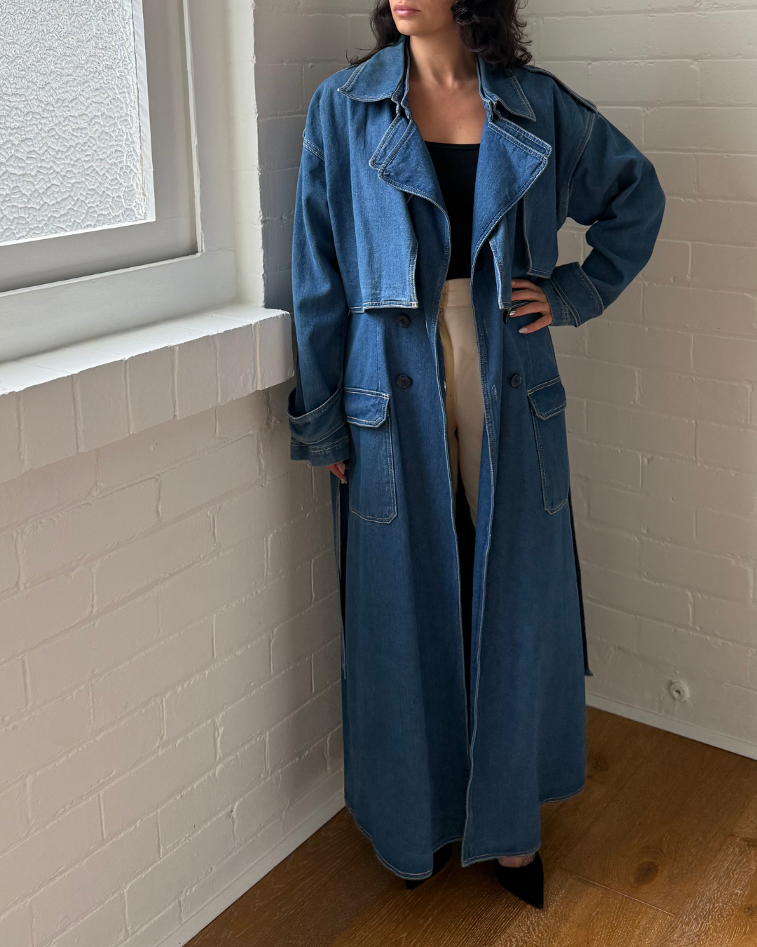 Sovere Studio Advance Multi Wear Denim Trench - Size 10