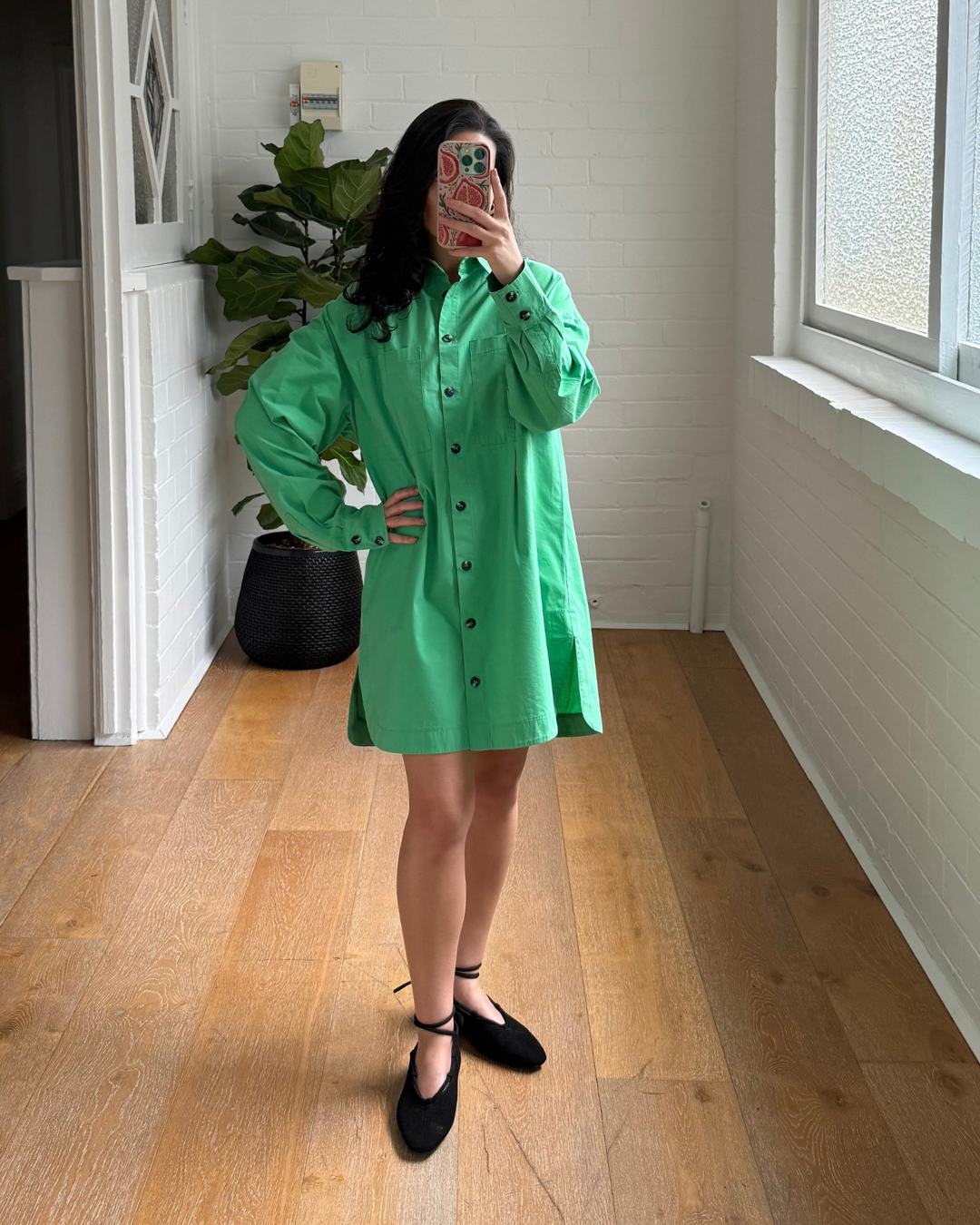 Pfeiffer Green Shirt Dress - Size Small