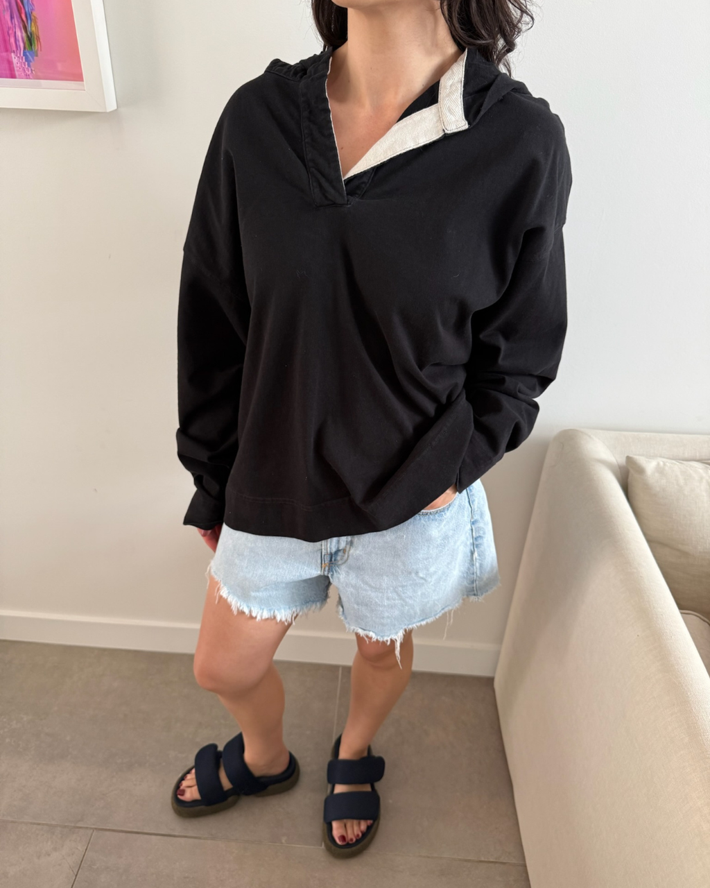 Bassike Hooded Rugby Jersey - Size XS-S