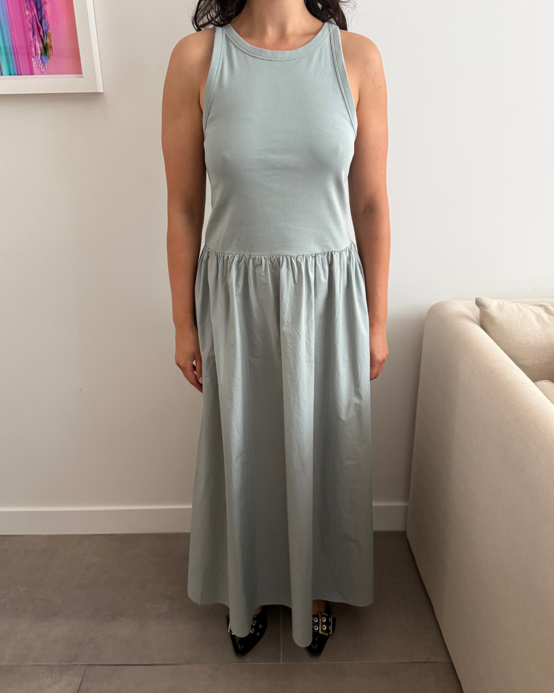 Cos Contrast Panel Maxi Dress - Size Small