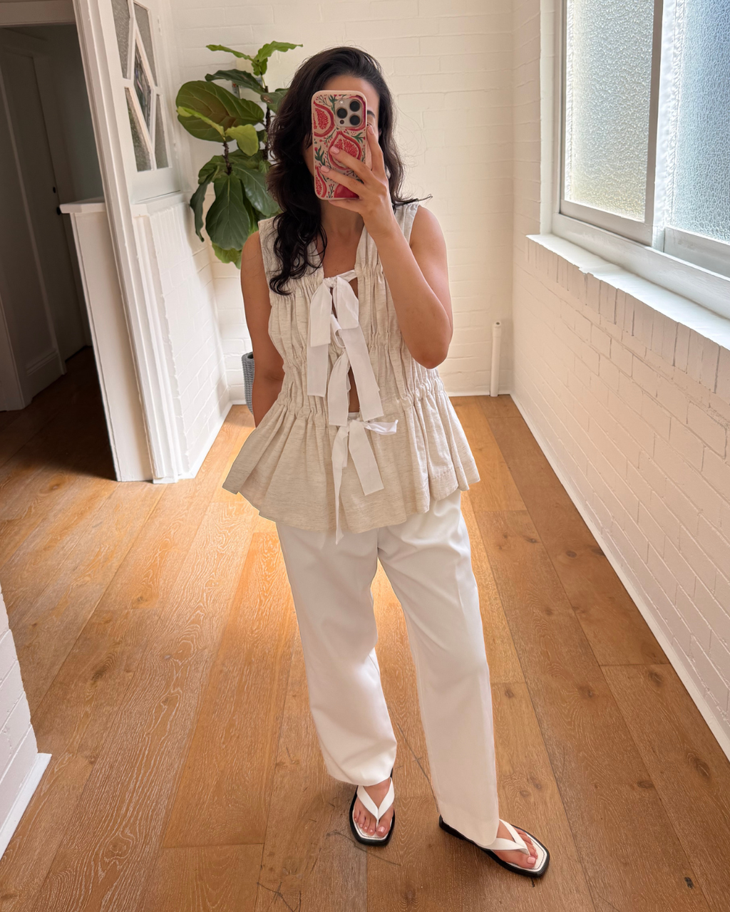 Lovaan Ruched Tie Front Peplum Top - Size 10