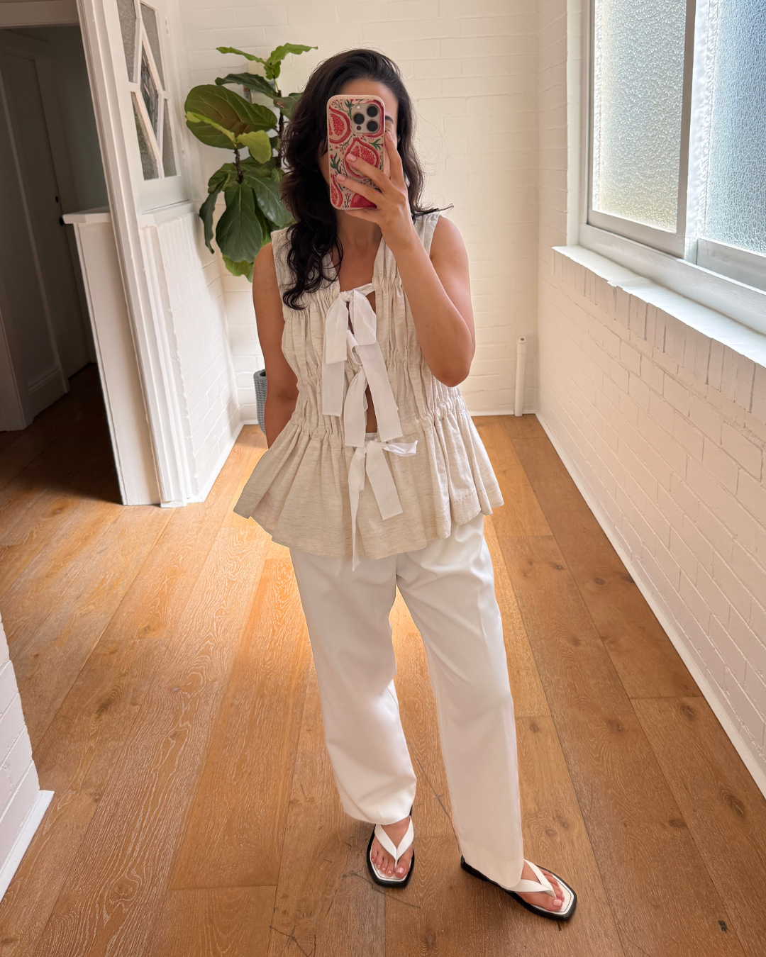 Lovaan Ruched Tie Front Peplum Top - Size 10