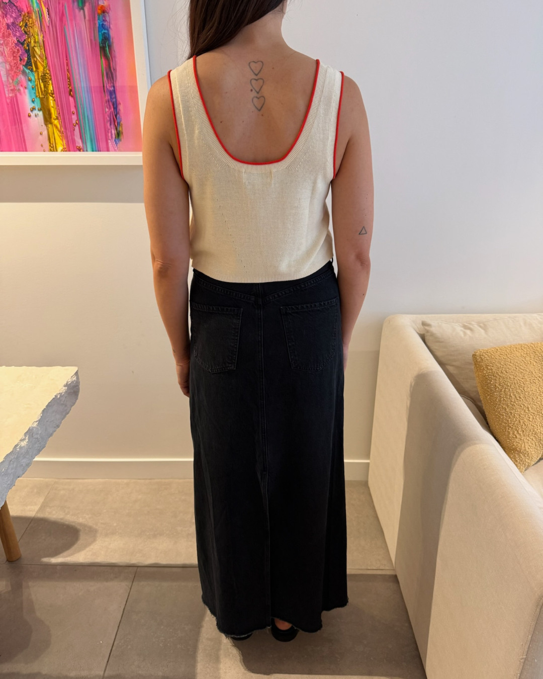 Rowie Zoe Knit Crop Aperol - Size Medium