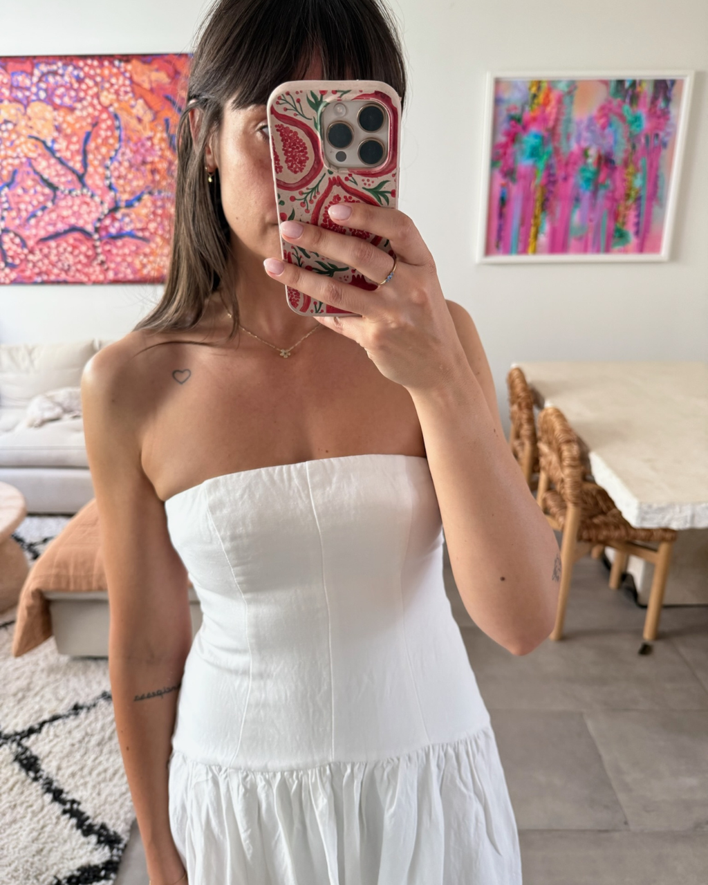 Shona Joy Blanc Linen Strapless - Size 8