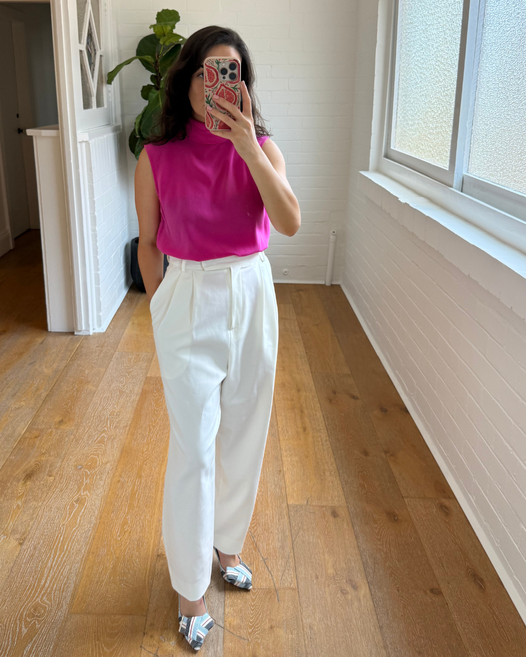 Scanlan Theodore High Neck Silk Fuchia Blouse- Size 6