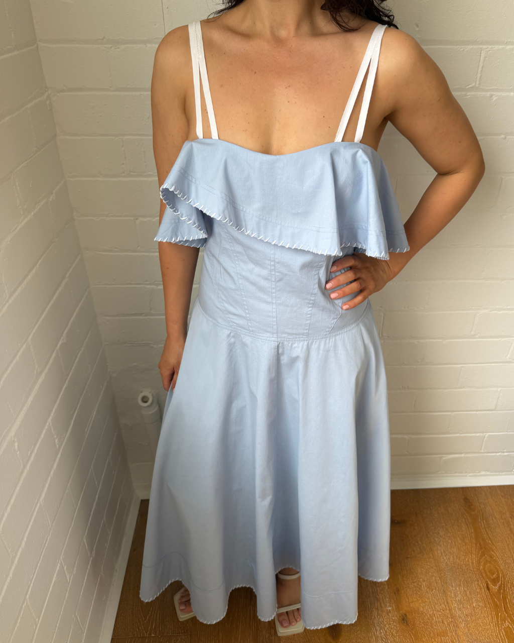 Lovaan Sky Blue Ruffle Dress - Size 8/10