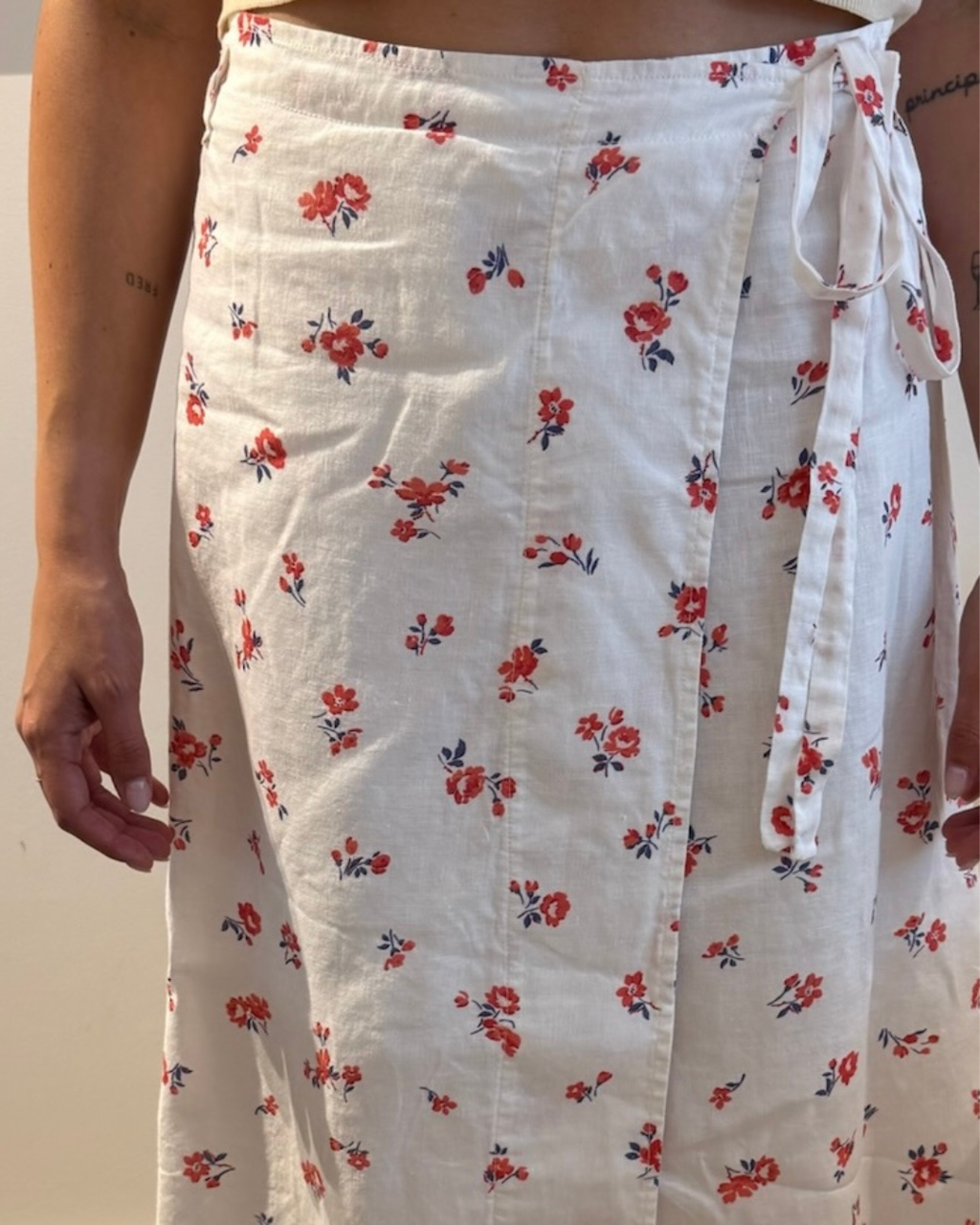 Rowie Patsy Midi Linen Wrap Skirt - Size Small