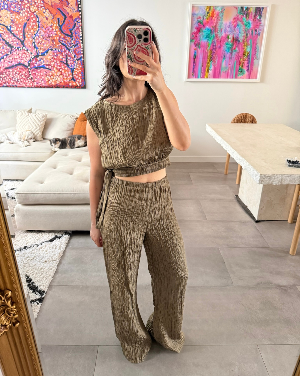 Silk Laundry Sleeveless Crop Top and Pants - Size Small