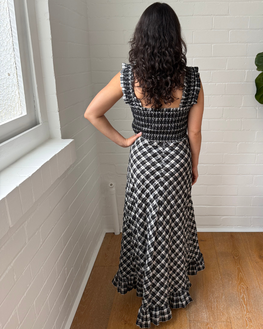 Ganni Seersucker Check Dress - Size 38 (AU 10)