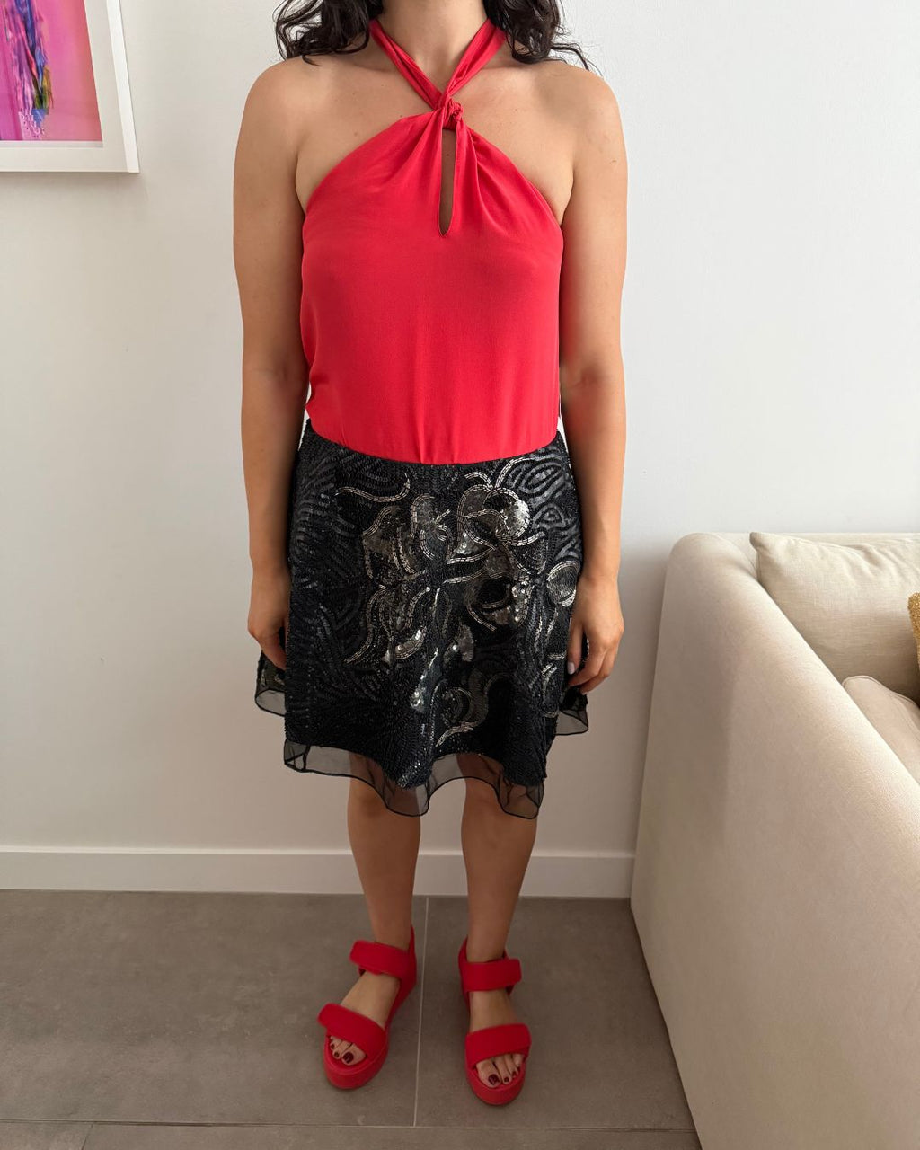 Roa Doa Red Silk Halter - XS