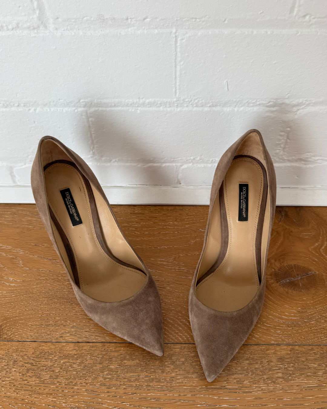 Dolce & Gabbana Taupe Suede Pointed Pumps - Size 39