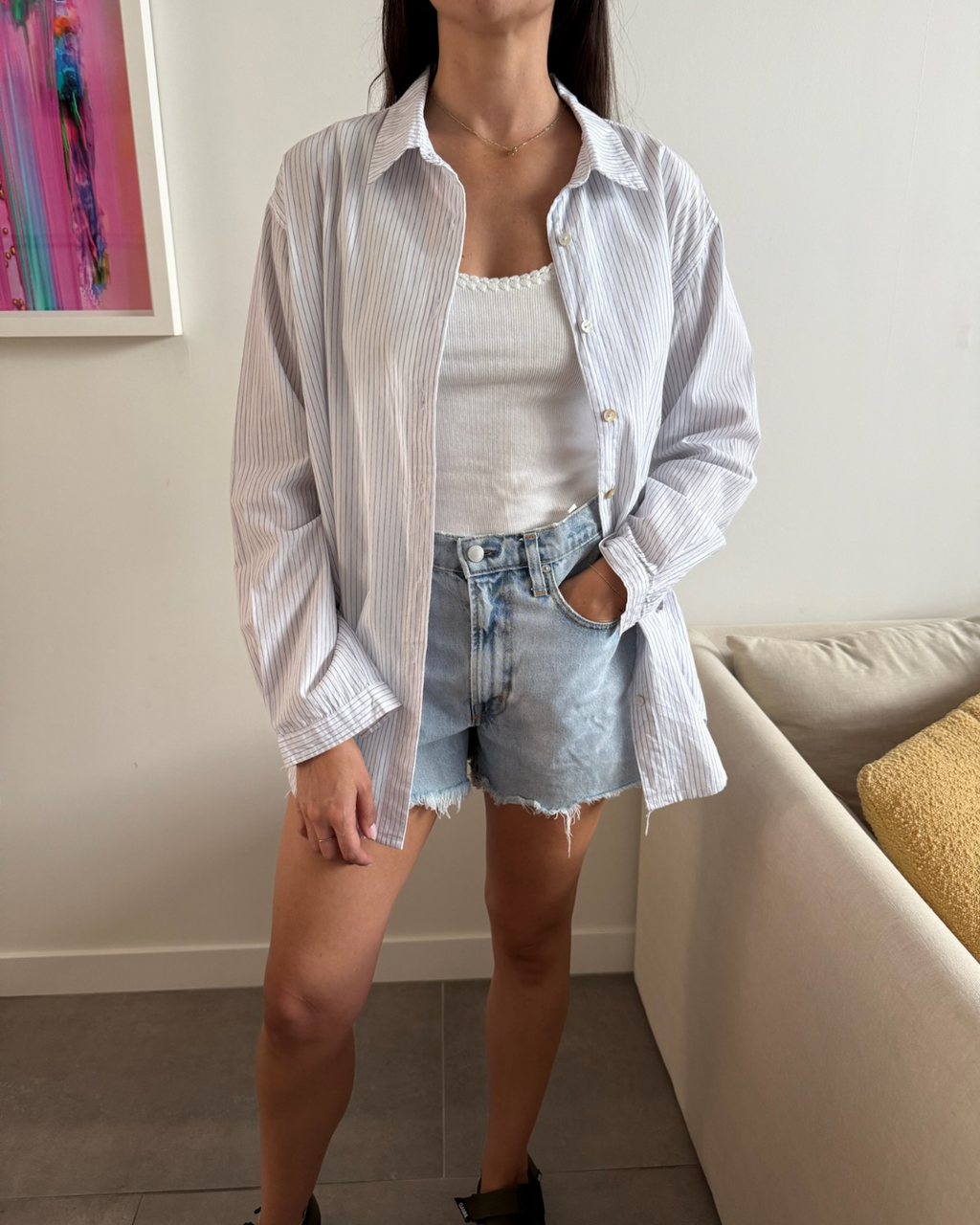 Rowie Relaxed Striped Shirt - Size Medium