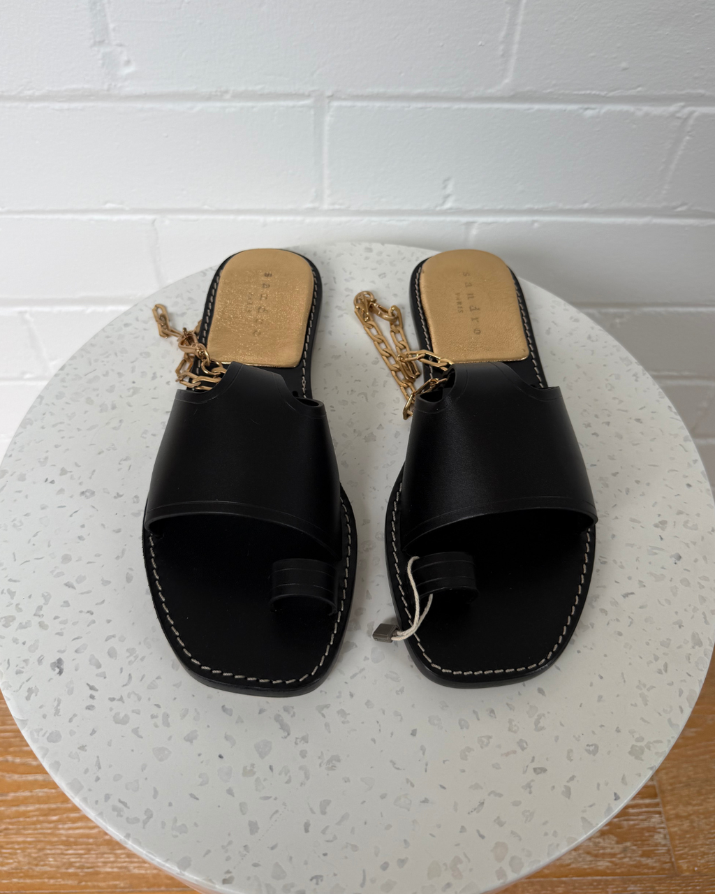 Sandro Parma Ankle-Chain Leather Sandals