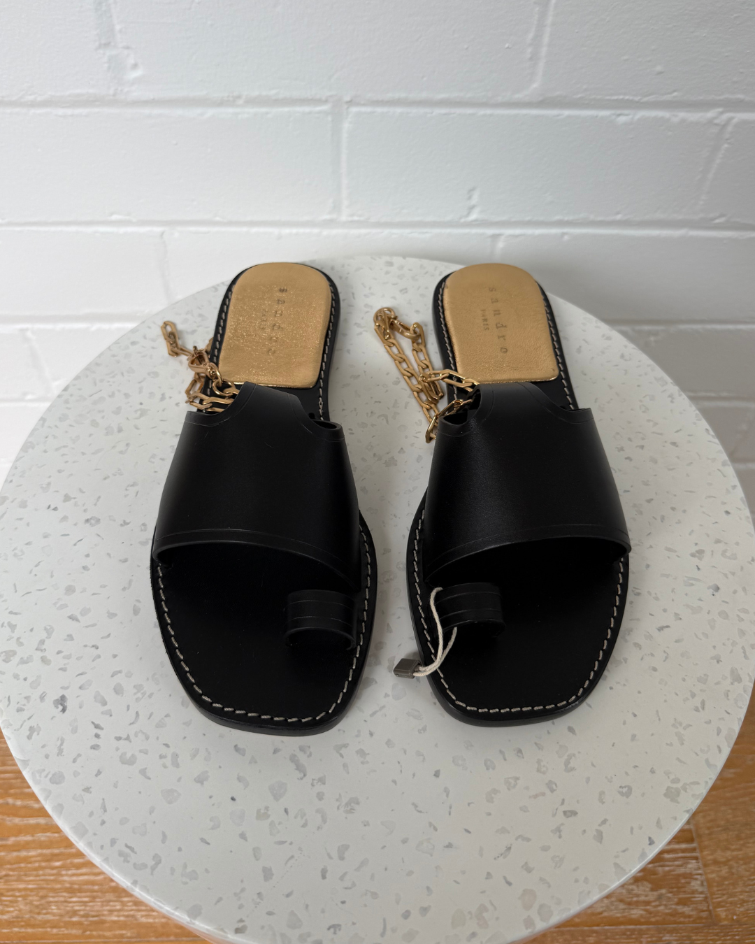Sandro Parma Ankle-Chain Leather Sandals