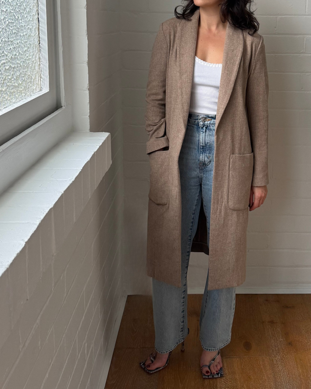 Incu Longline Wool Blend Coat - Size XS