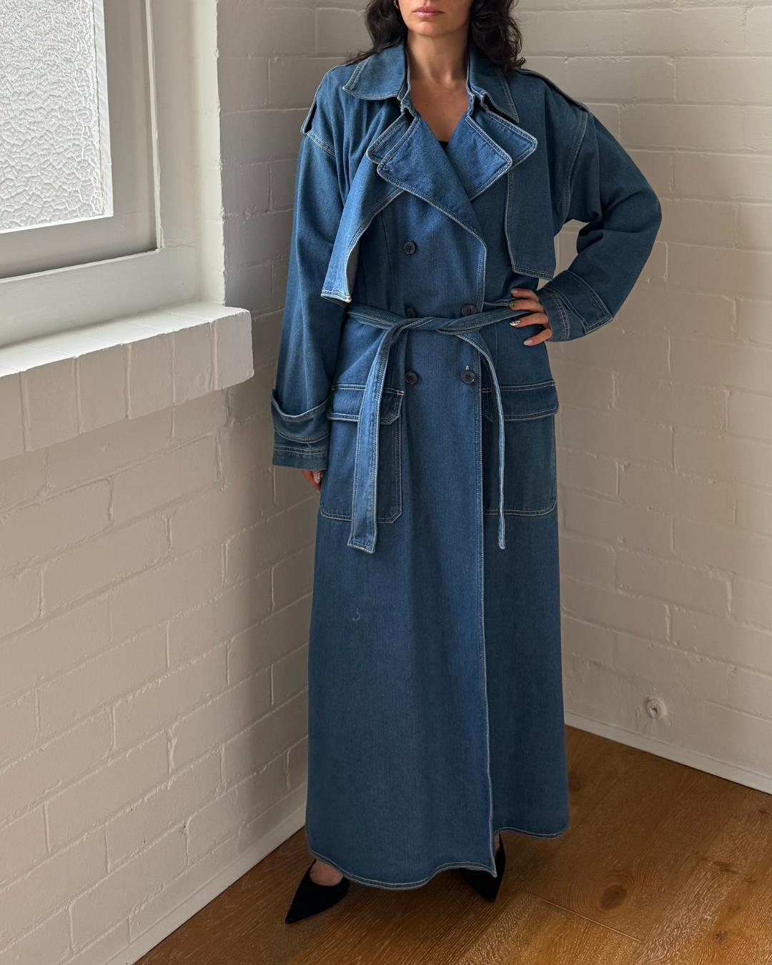 Sovere Studio Advance Multi Wear Denim Trench - Size 10