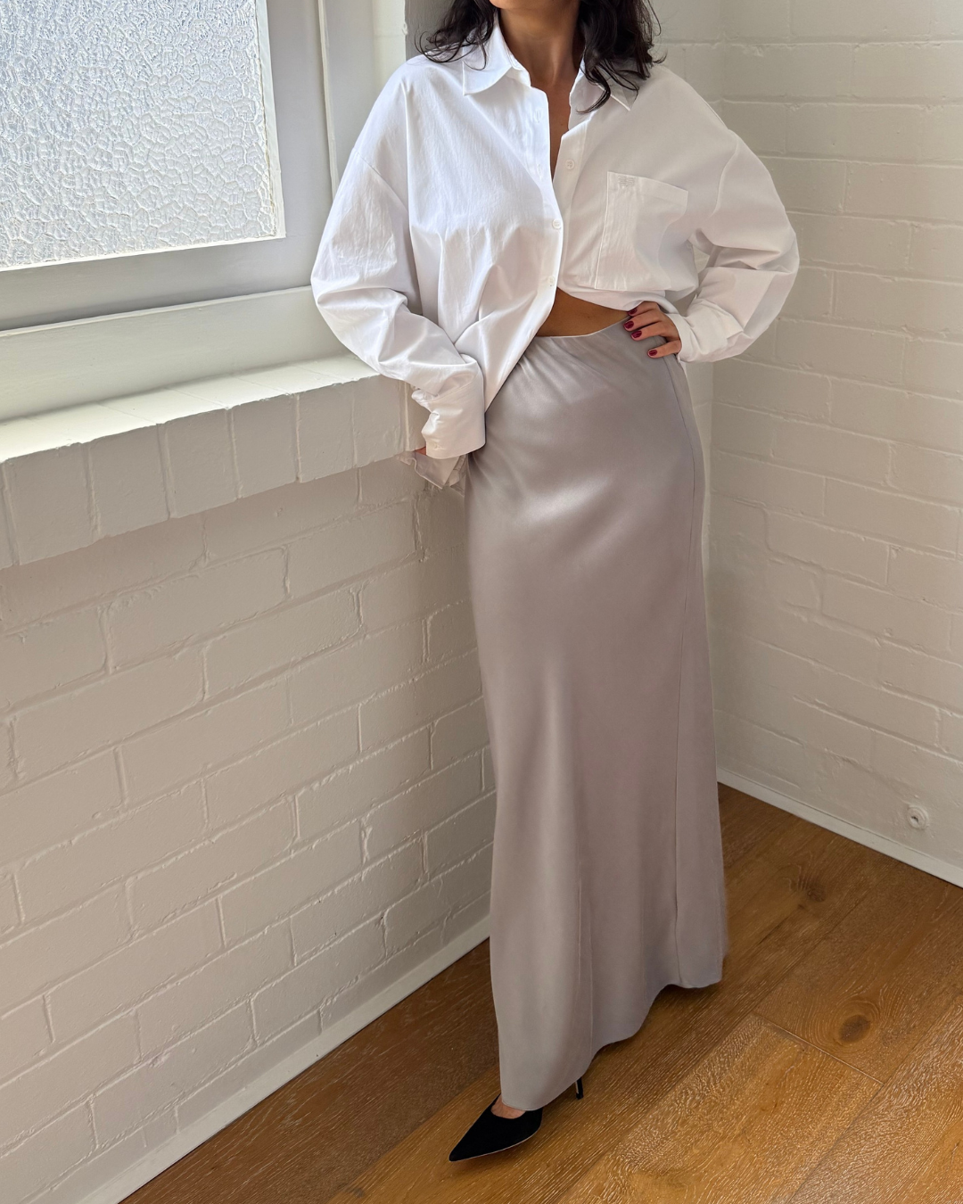 St Agni Bias Slip Skirt - Size Small