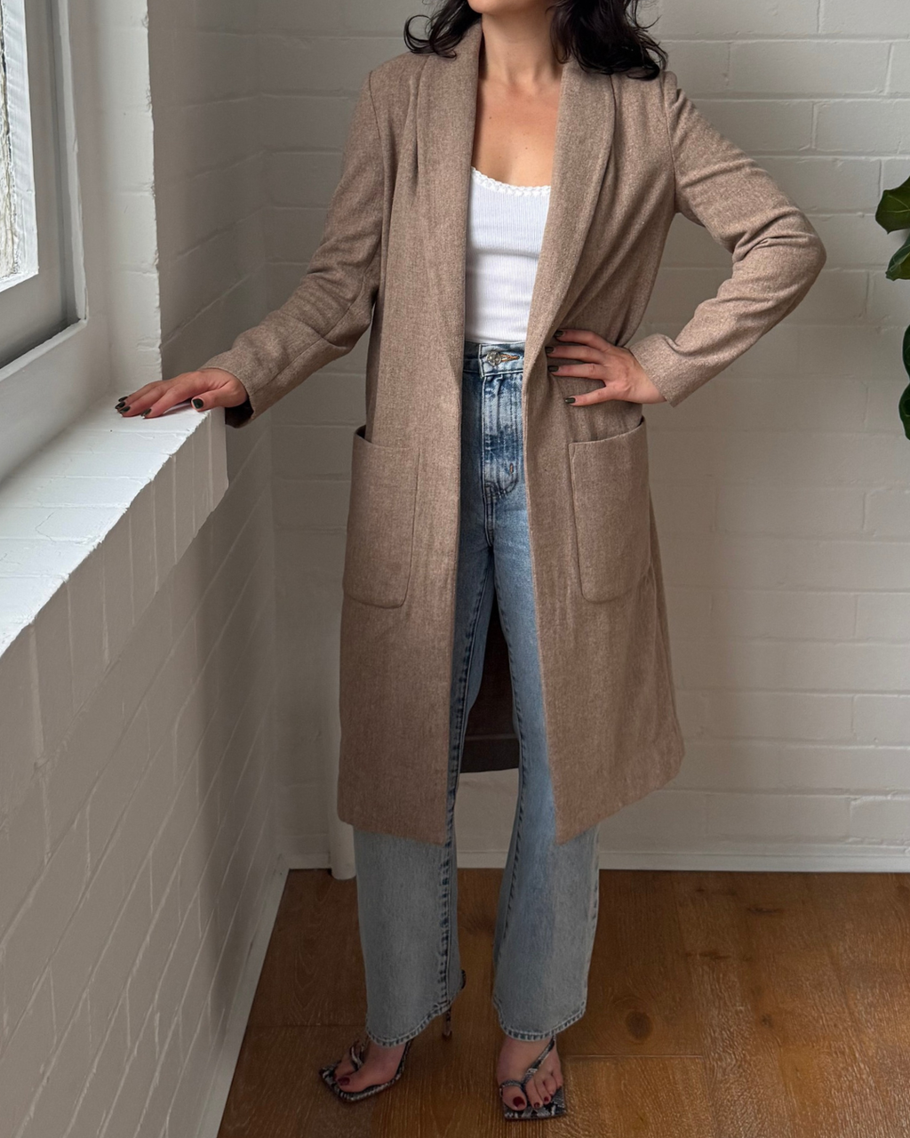 Incu Longline Wool Blend Coat - Size XS