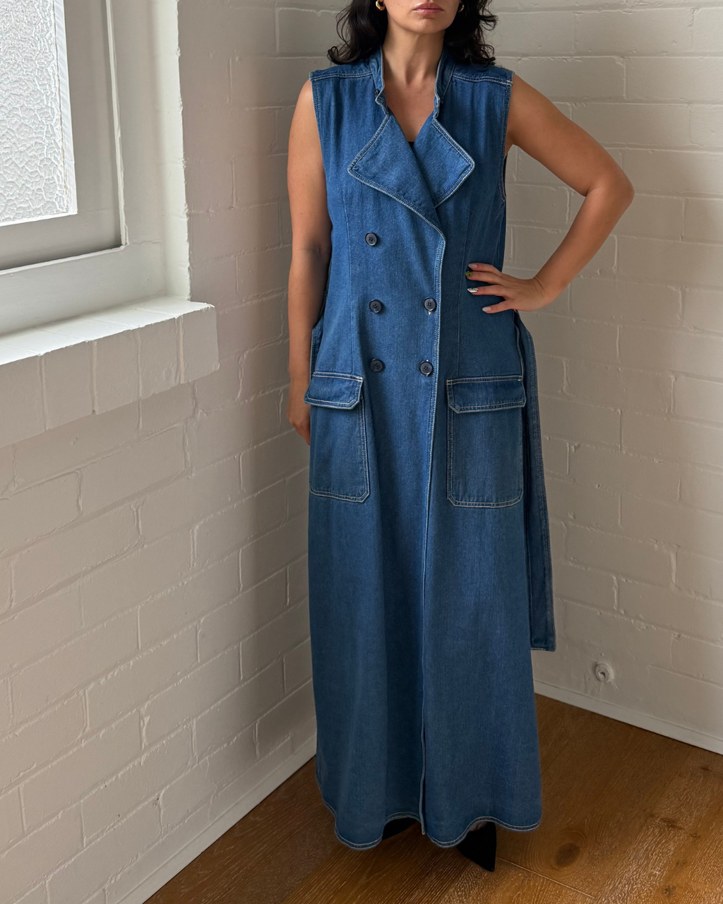 Sovere Studio Advance Multi Wear Denim Trench - Size 10
