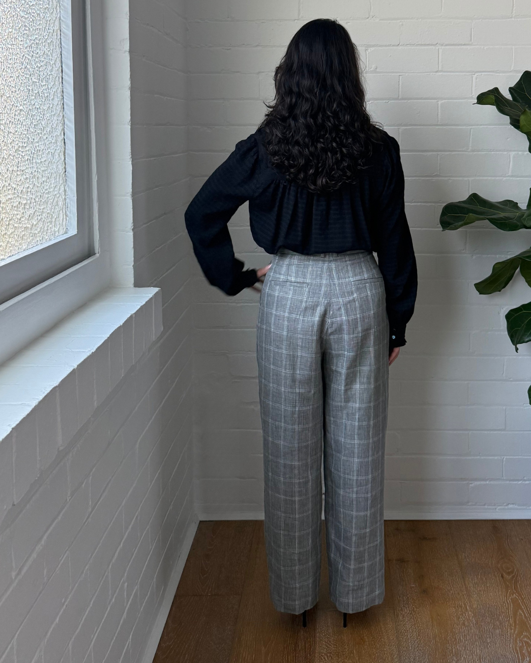 Sandro Hoviv Cropped Wide-Leg Plaid Pants - Size 38 (AU 8-10)