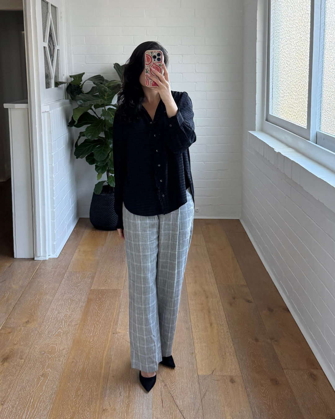 Sandro Hoviv Cropped Wide-Leg Plaid Pants - Size 38 (AU 8-10)