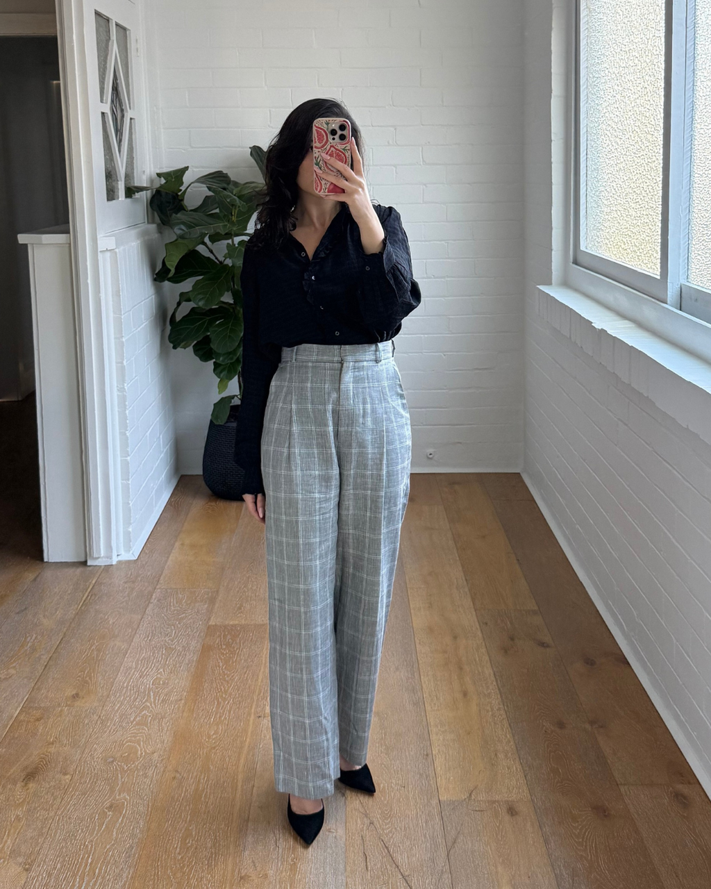 Sandro Hoviv Cropped Wide-Leg Plaid Pants - Size 38 (AU 8-10)