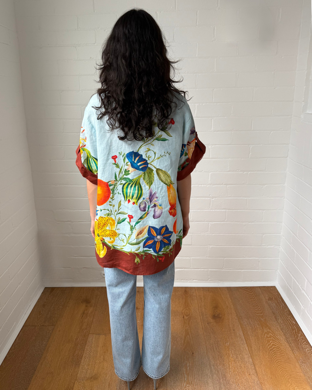 Alemais Dahlia Floral Linen Shirt - Size 8