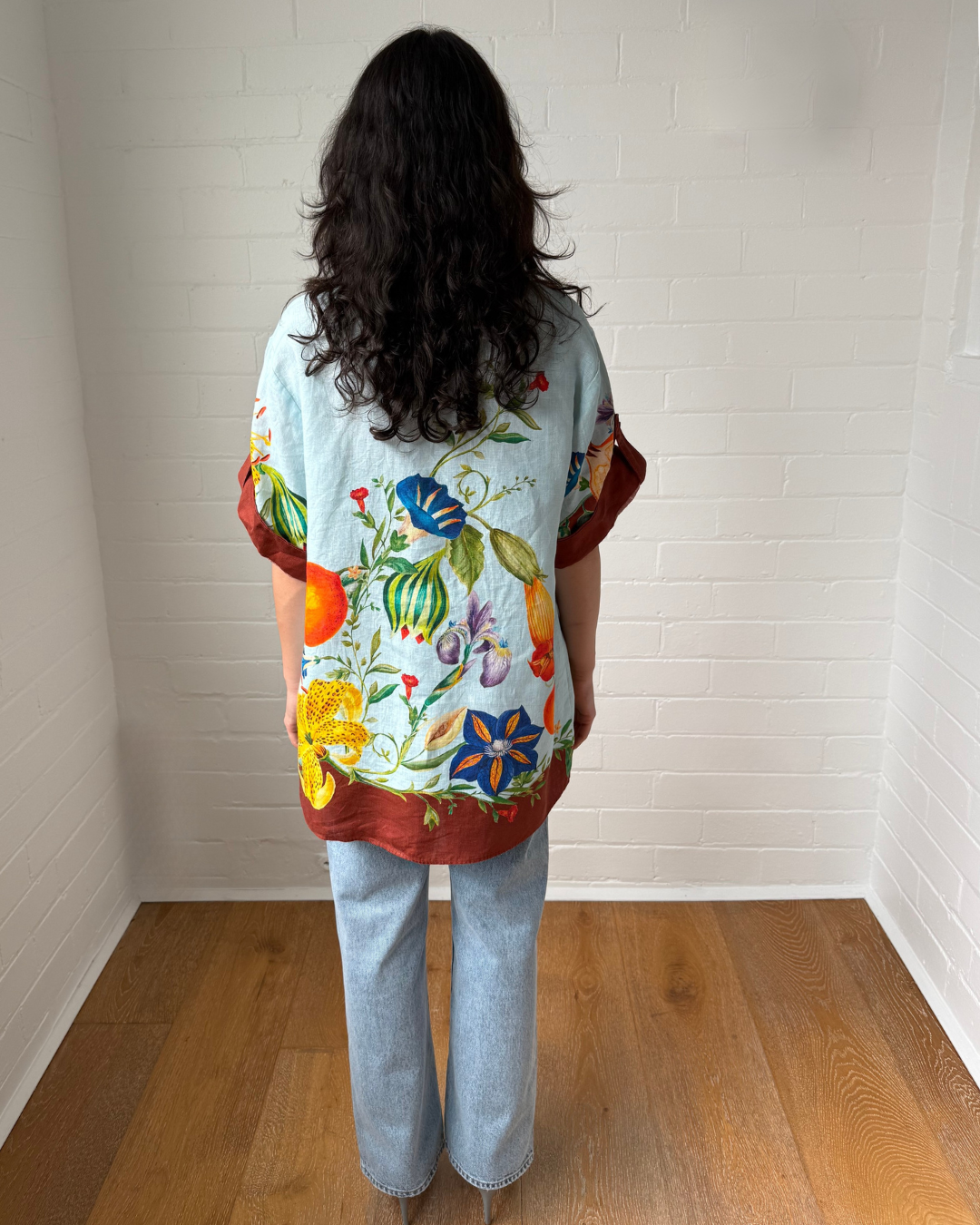 Alemais Dahlia Floral Linen Shirt - Size 8