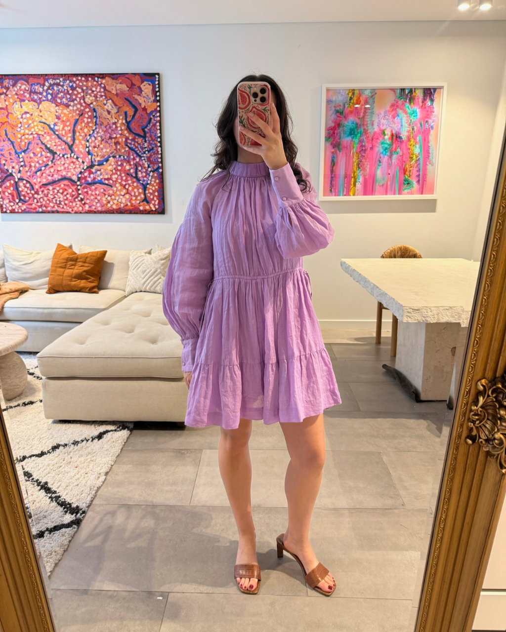 Hansen & Gretel Ulla Longsleeve Mini Dress - Size 6-8