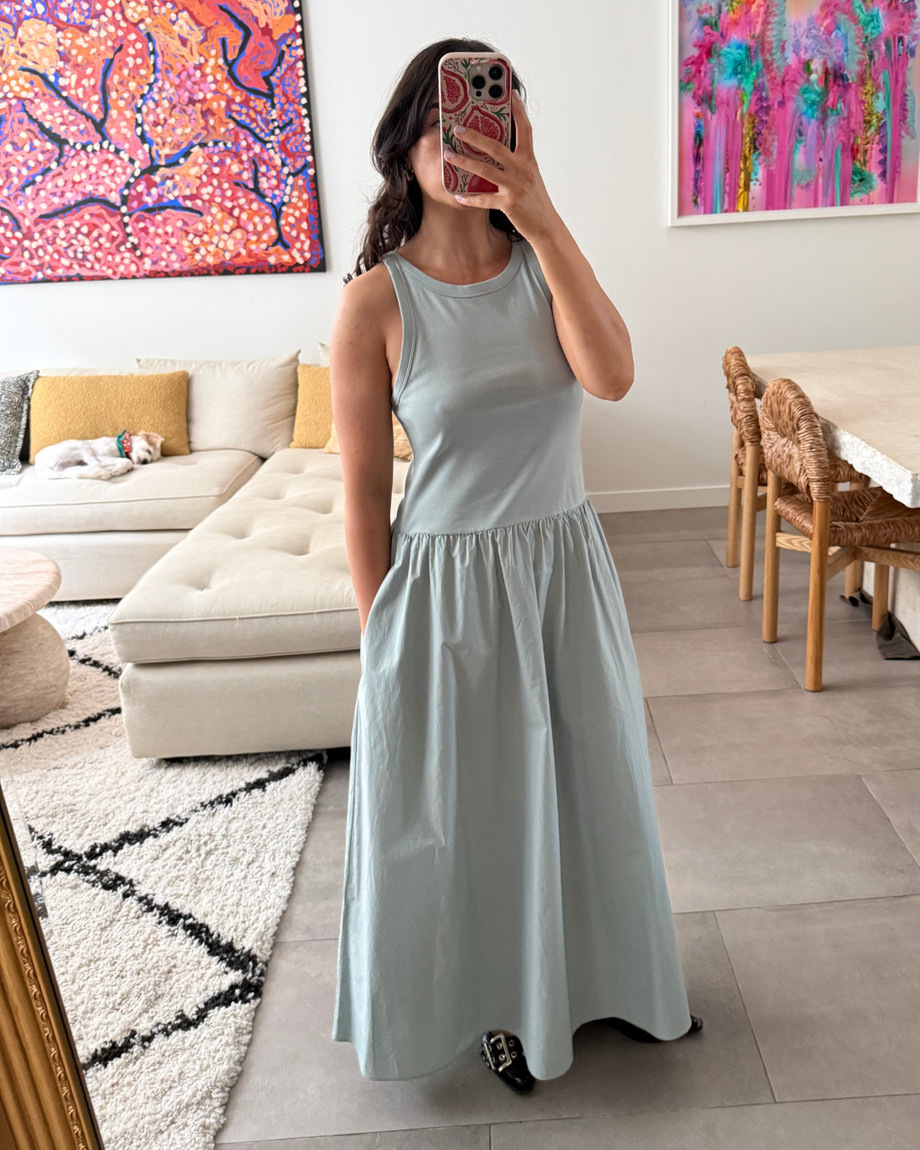 Cos Contrast Panel Maxi Dress - Size Small