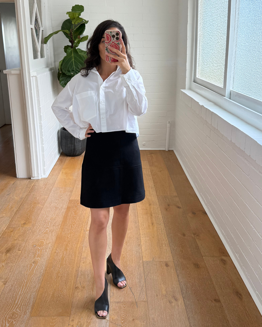 Kookai Black Structured Skirt- Size 40 (AU 12)