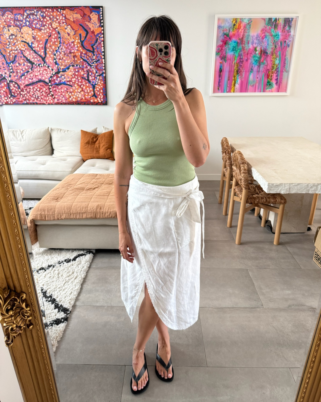 Venroy Wrap Midi Skirt White - Size Medium