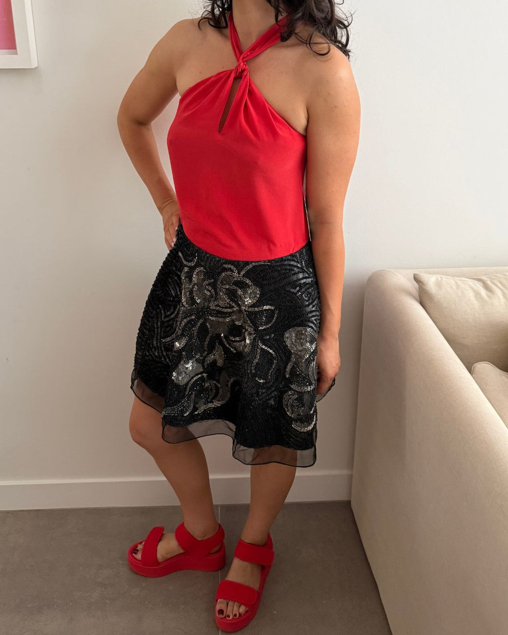 Roa Doa Red Silk Halter - XS