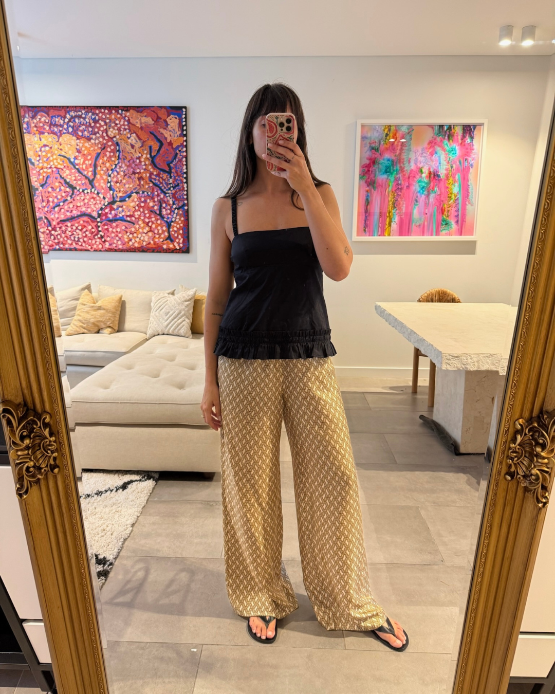 Venroy Printed Silk Pants - Size Medium