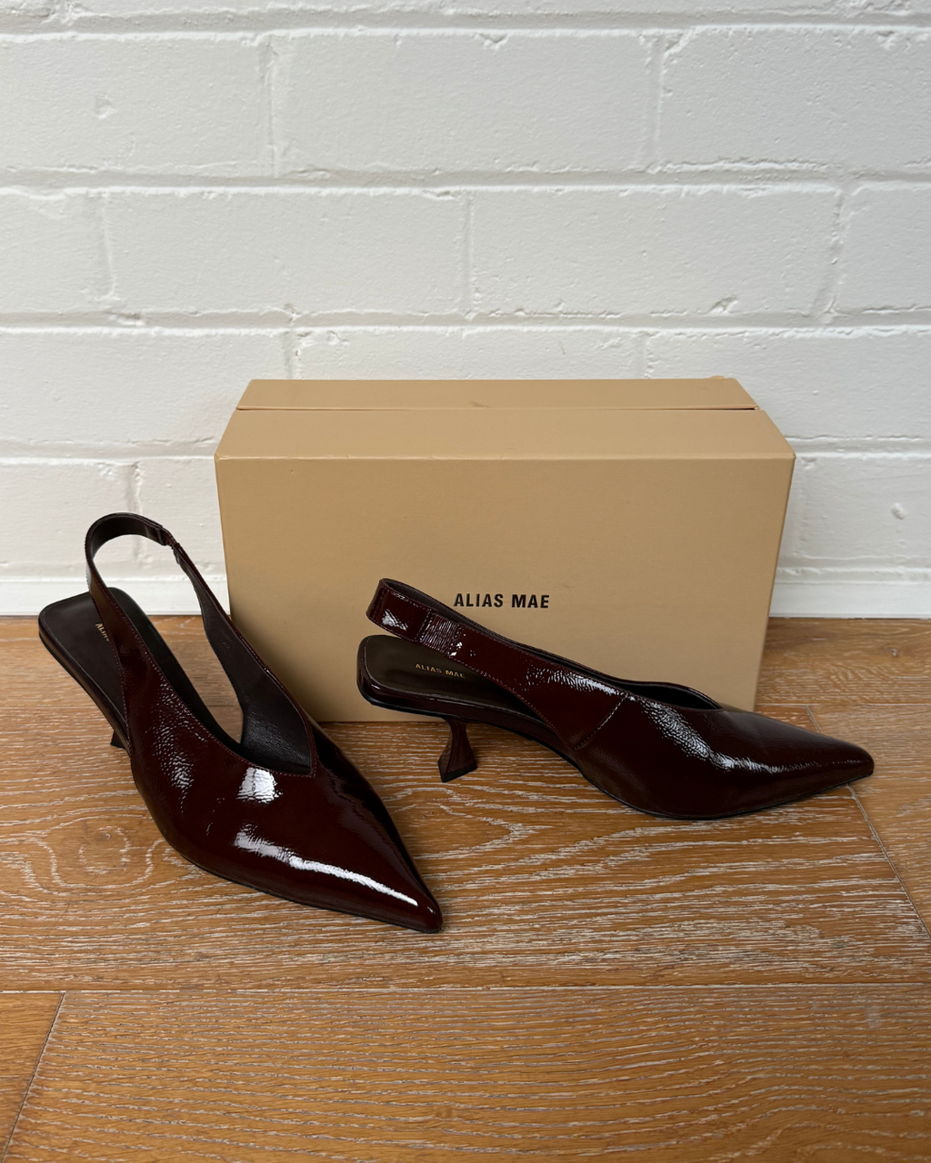 Alias Mae Frankie Slingbacks Choc Leather - Size 42