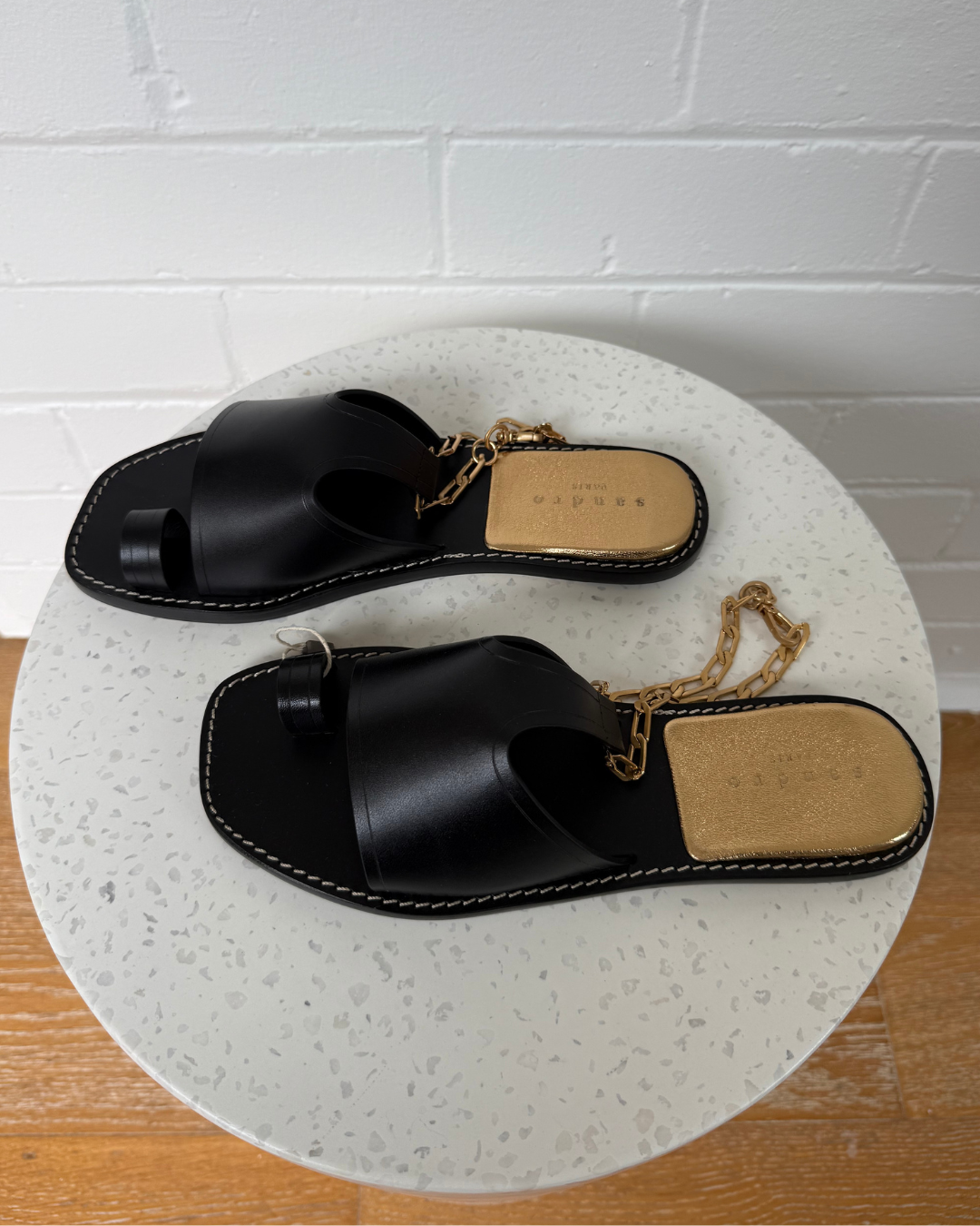 Sandro Parma Ankle-Chain Leather Sandals