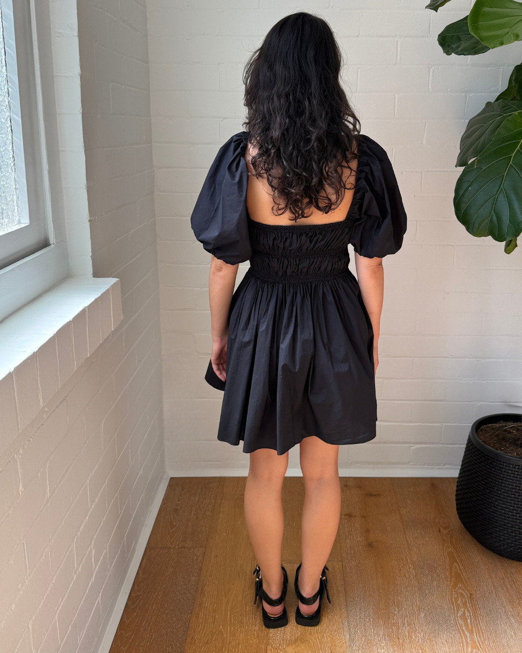 Matteau Shirred Mini Peasant Dress - Size 3 (AU 10)