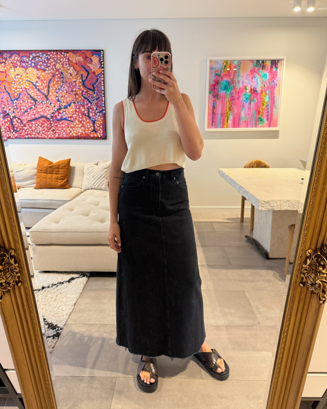 Rowie Zoe Knit Crop Aperol - Size Medium