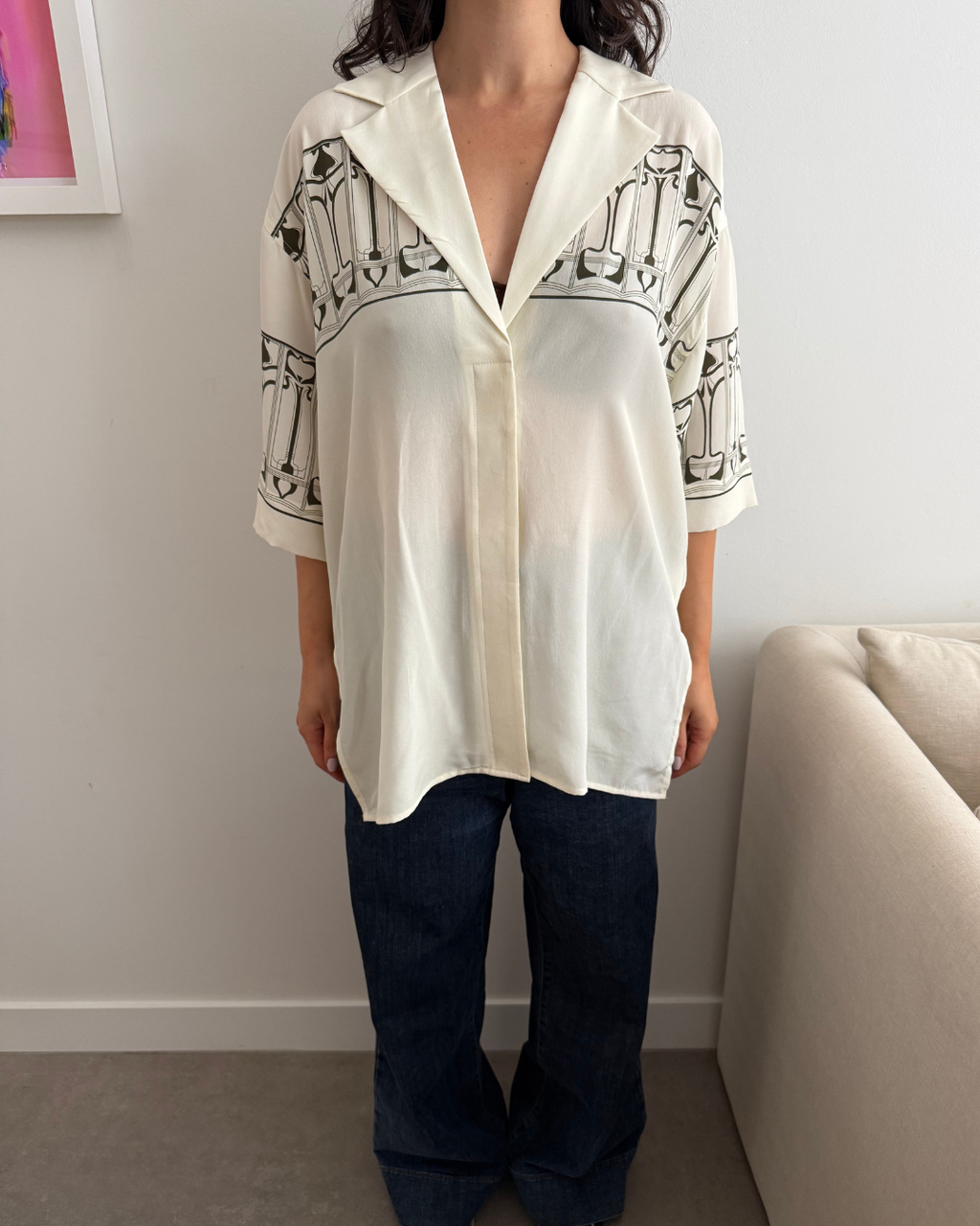 Camilla & Marc Johnston Place Print SS Shirt - Size 6