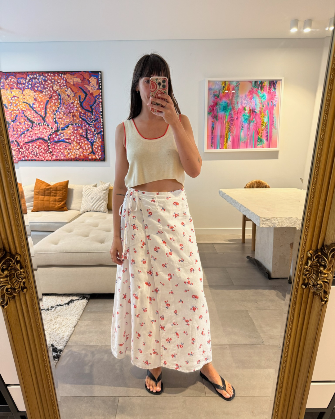 Rowie Patsy Midi Linen Wrap Skirt - Size Small