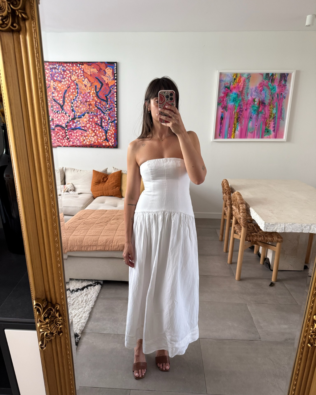 Shona Joy Blanc Linen Strapless - Size 8