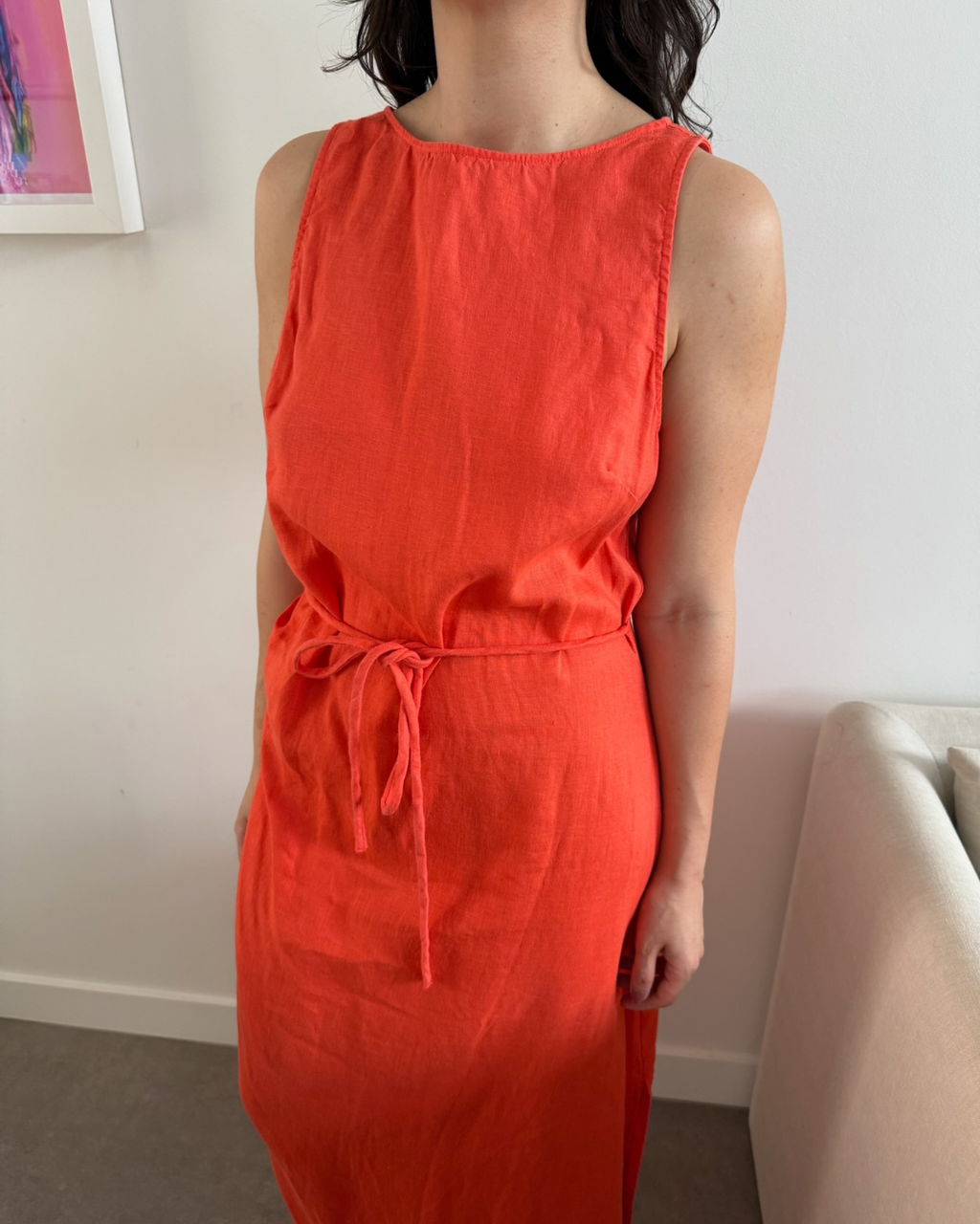Witchery Boat Neck Midi Dress Tangerine - Size 10