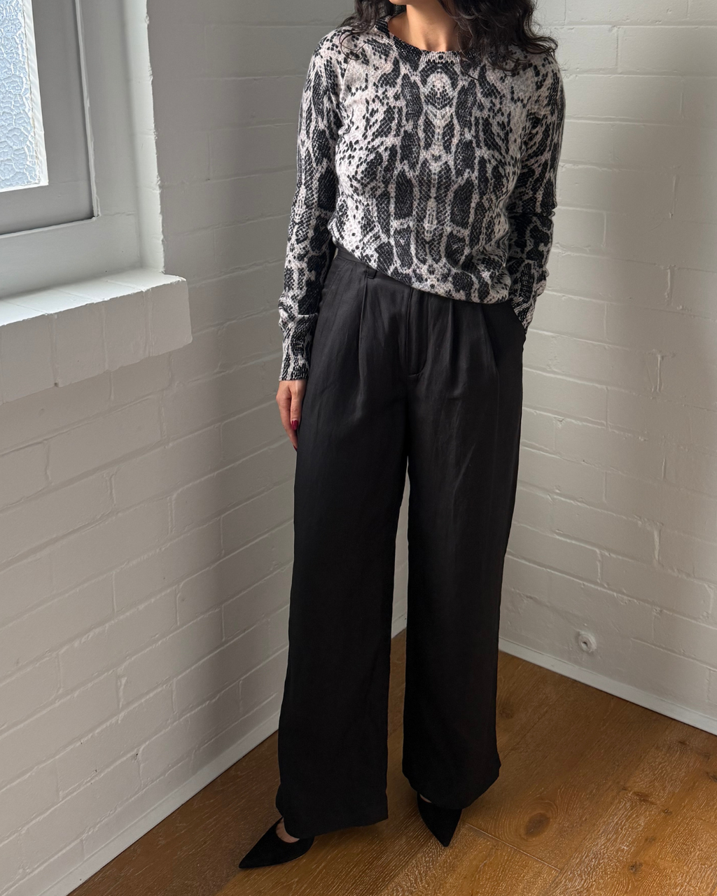 Anine Bing Carrie Pleated Twill Straight Leg Pants - Size 32 (AU 6)