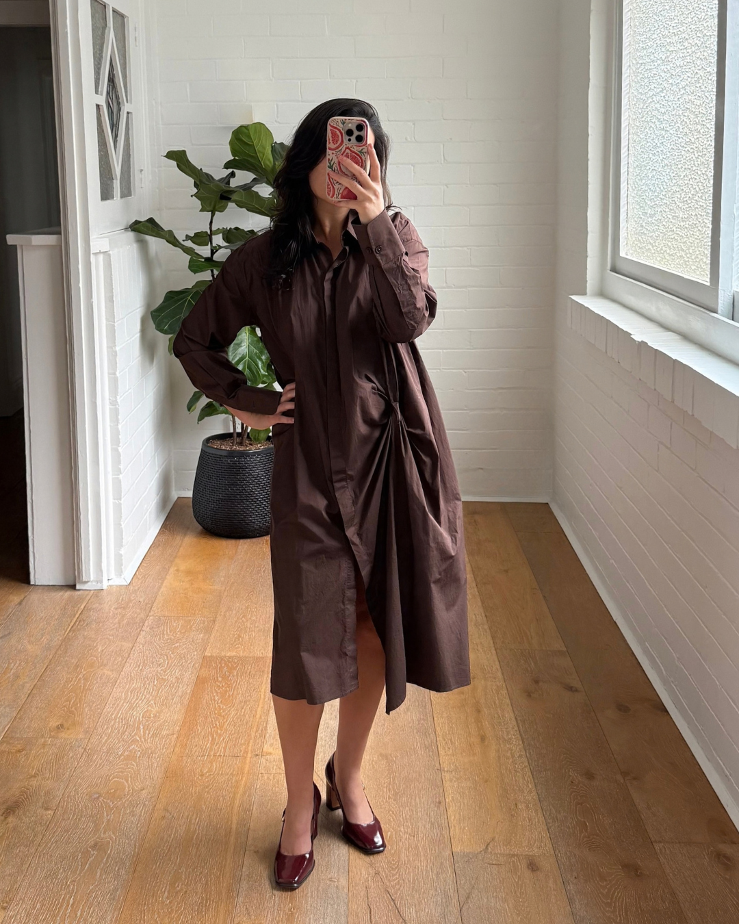 Scanlan Theodore Brown Shirt Dress - Size 6