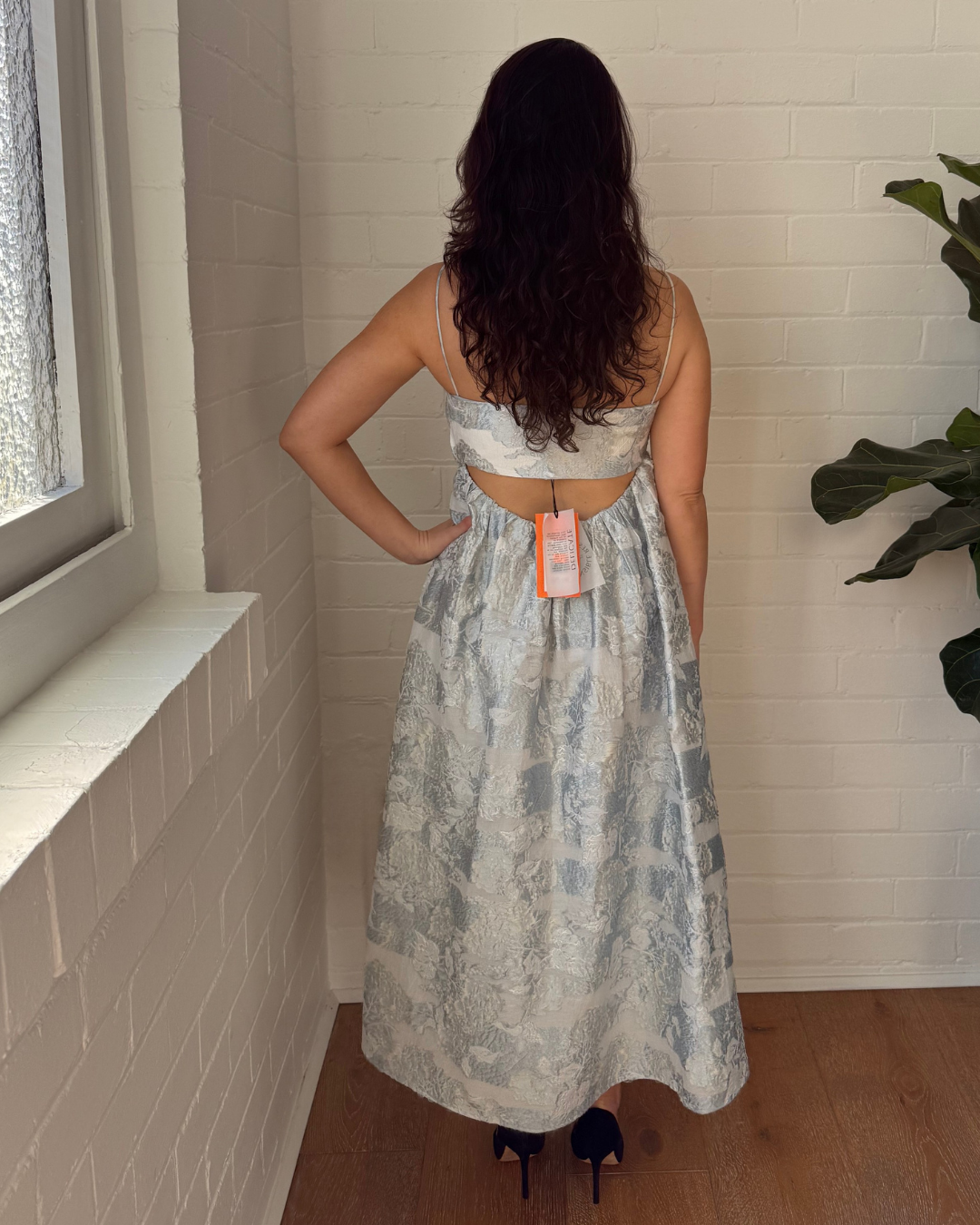 Stine Goya Darya Floral Cloqué Midi Dress - Size 6