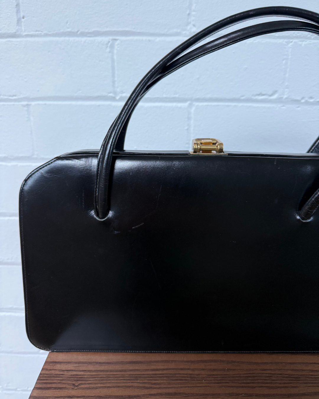 Leslie of London Vintage Structured Leather Top Handle Bag