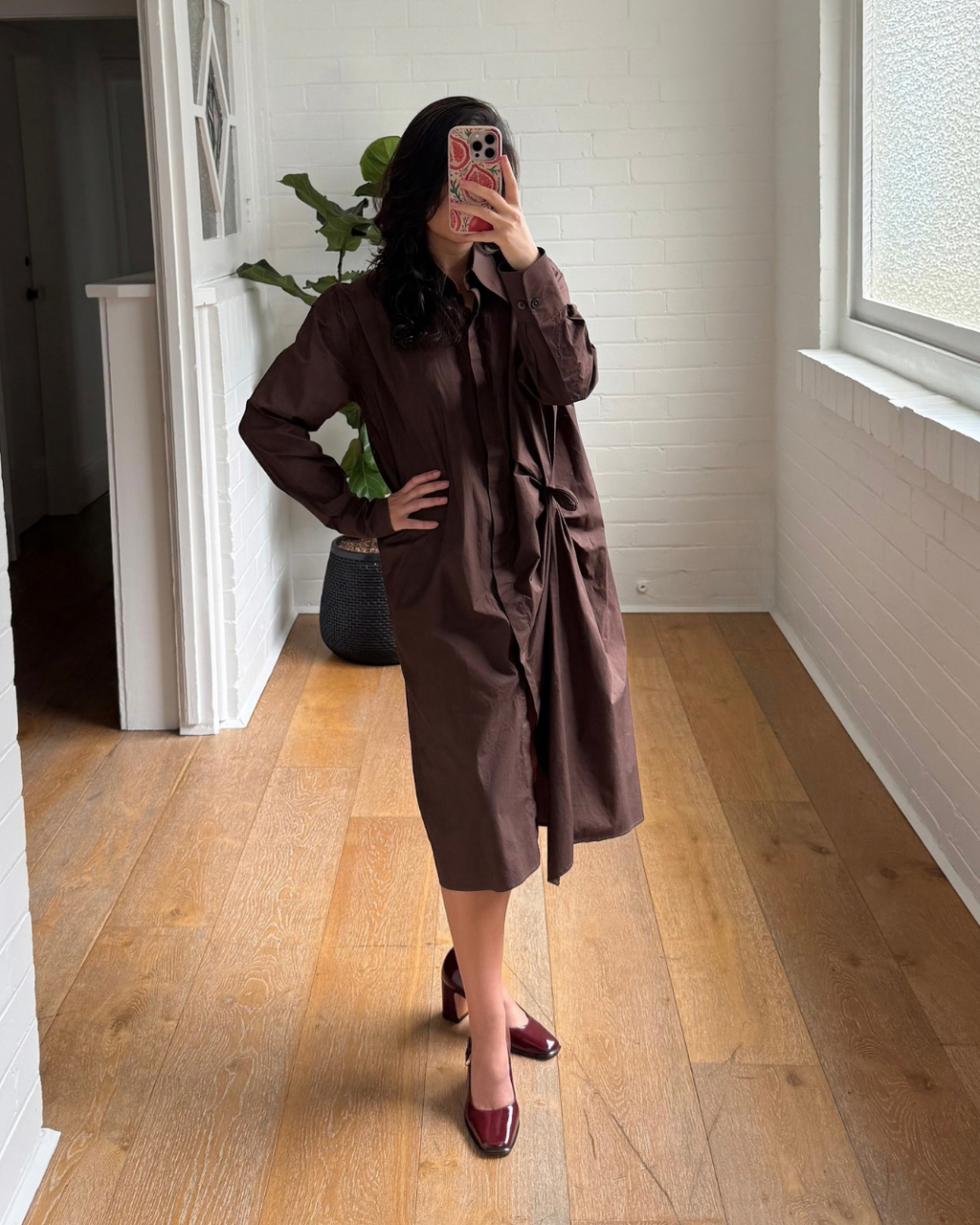 Scanlan Theodore Brown Shirt Dress - Size 6