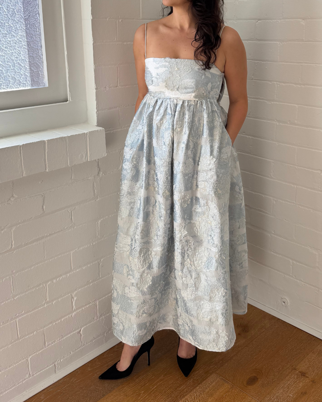 Stine Goya Darya Floral Cloqué Midi Dress - Size 6