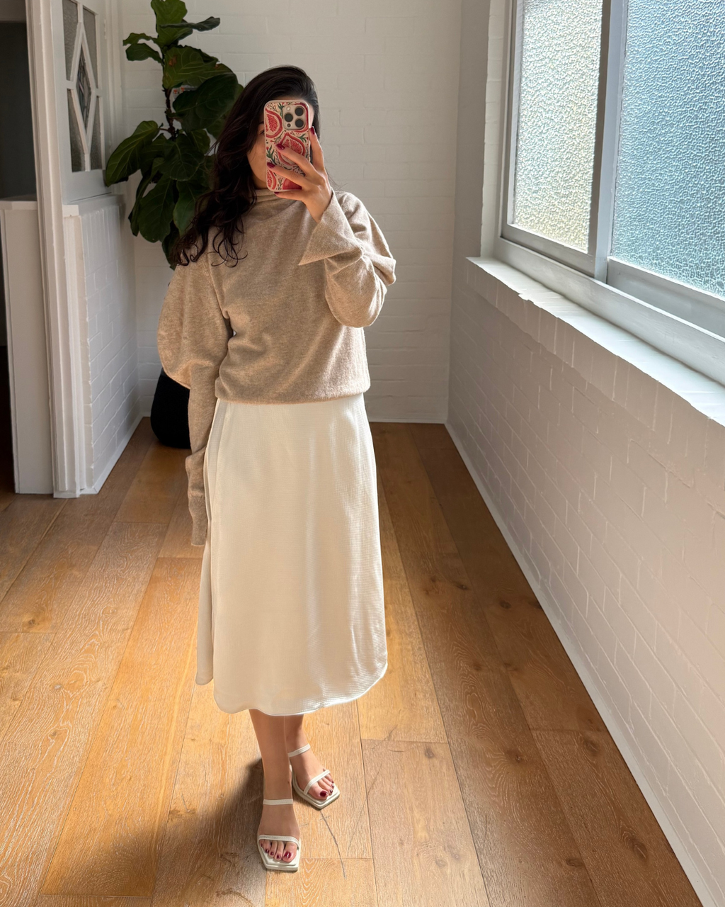 Theory Champagne Wrap Midi Skirt - Size 2 (AU 6)