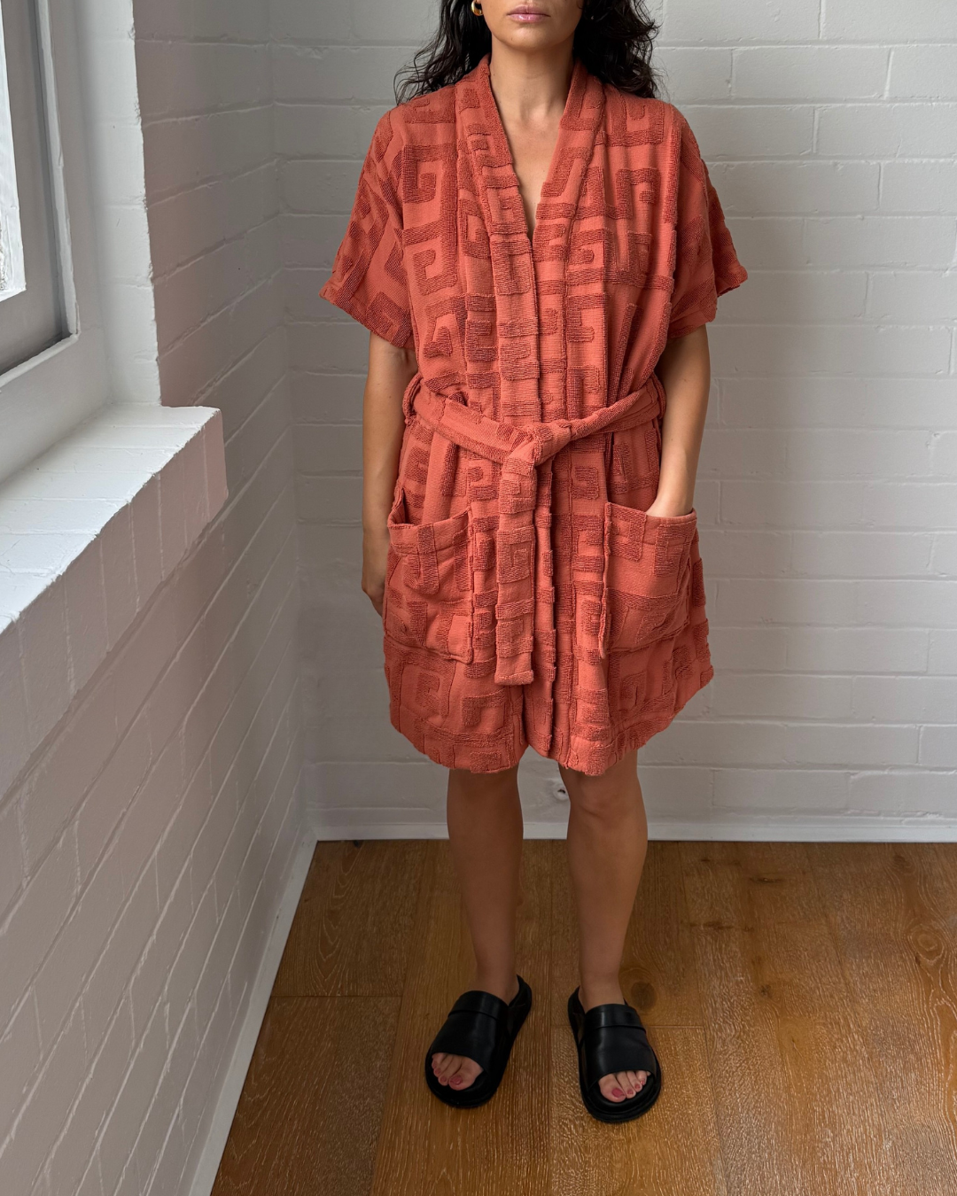 Lucy Folk Skyline Robe Terracotta - Size S/M